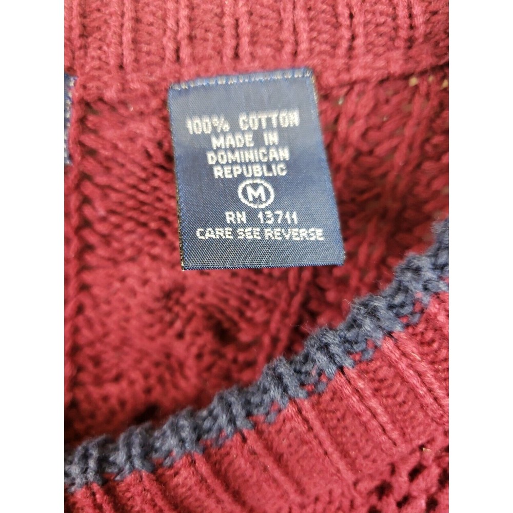 Claybrooke Outdoors Patterned Crew Neck Sweater Size M Burgundy Cotton - Picture 2 of 8
